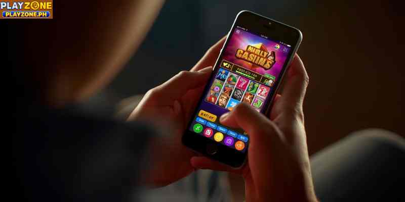 Player Using Mobile Casino App